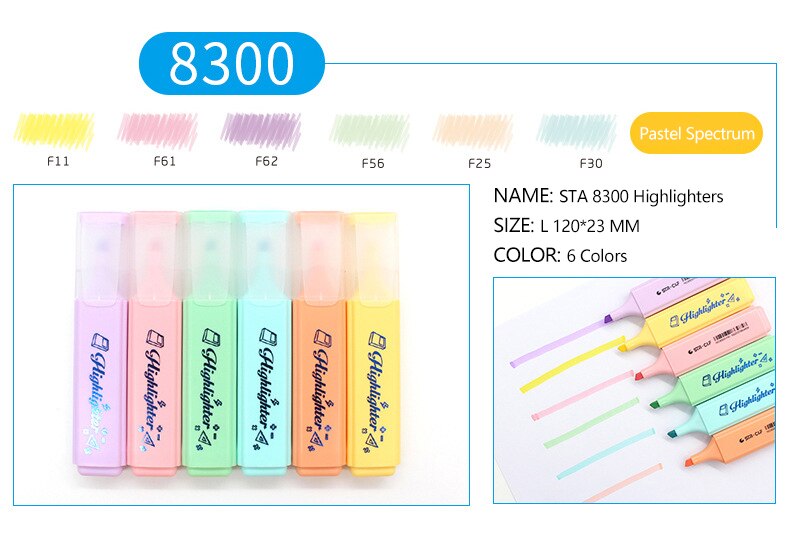 Set 6 cây Bút dạ quang, bút nhớ dòng, bút highlight màu pastel siêu xinh.