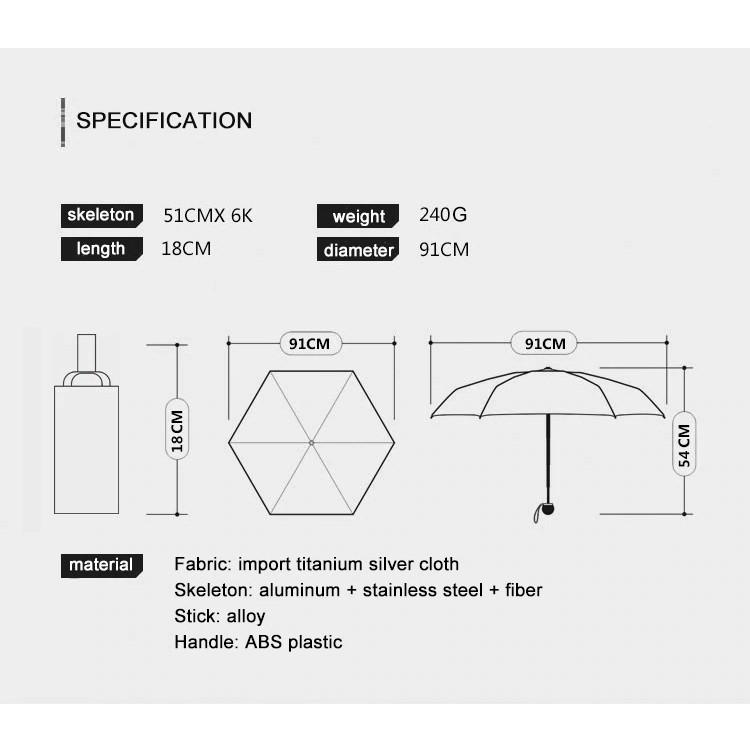 Ô dù cao cấp OLYCAT mini chống tia UV - Mẫu phủ bạc