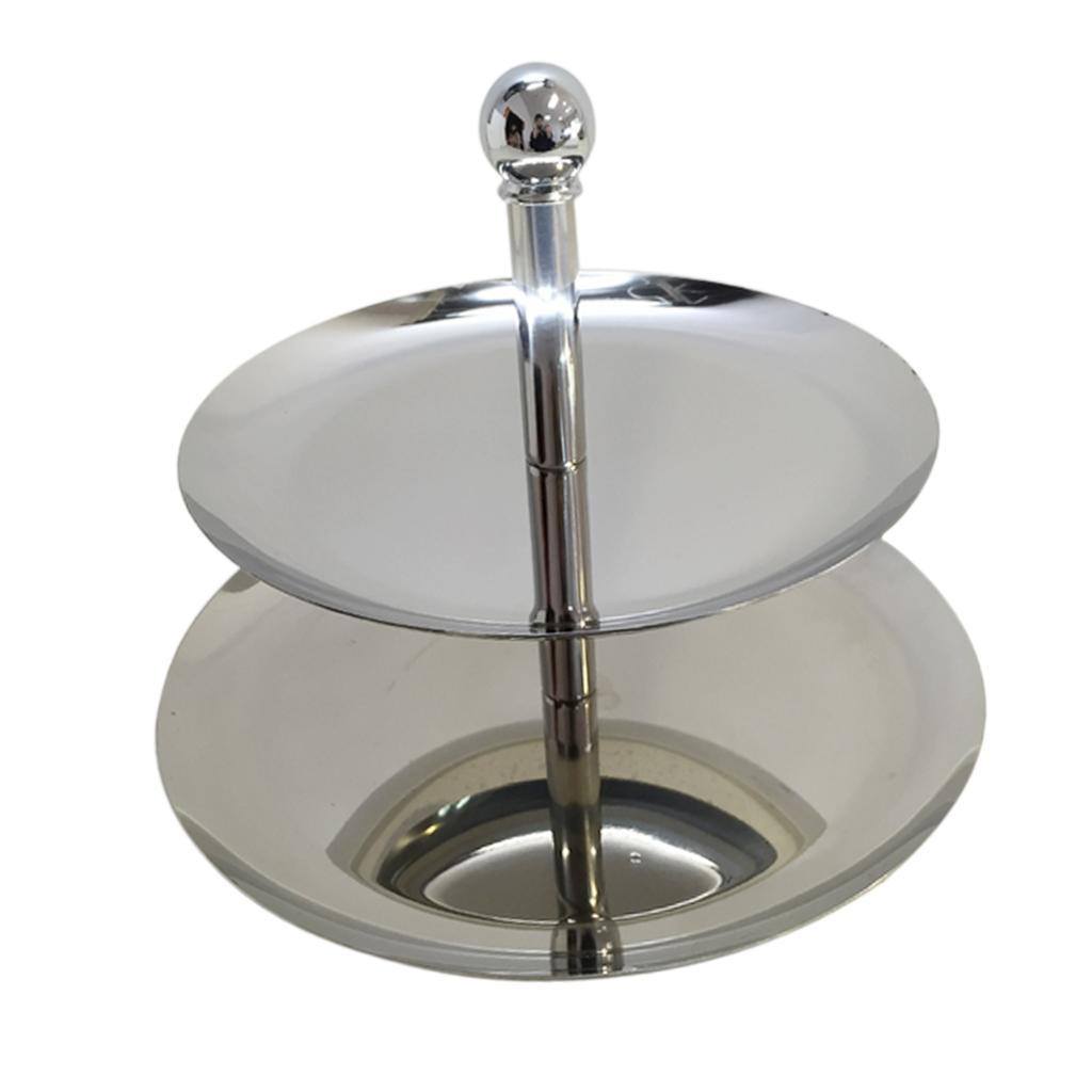2 Tier Stainless Steel Cake Stand Fruit Plate Wedding Birthday Party Decor