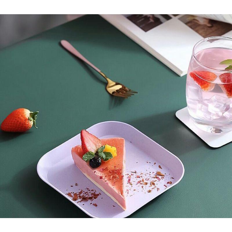 Set 8 Khay Đĩa Vuông Đựng Thức Ăn Màu Pastel Gồm 2 Cỡ Chất Liệu Nhựa Lúa Mạch Nhựa PP Thực Phẩm