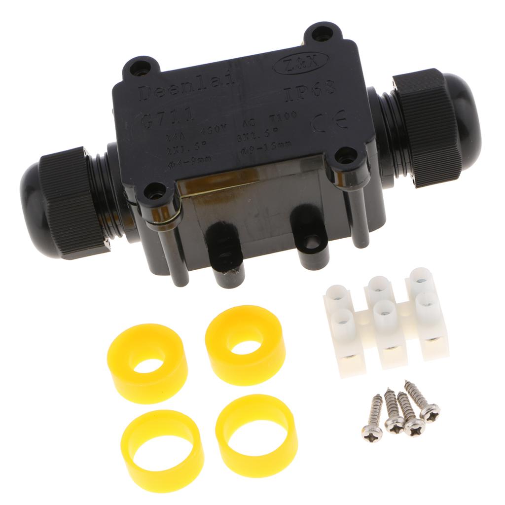 2 Bộ Chống Nước IP68 Cáp Đầu Nối Dây Điện 2Way Ngã Ba Hộp Đen