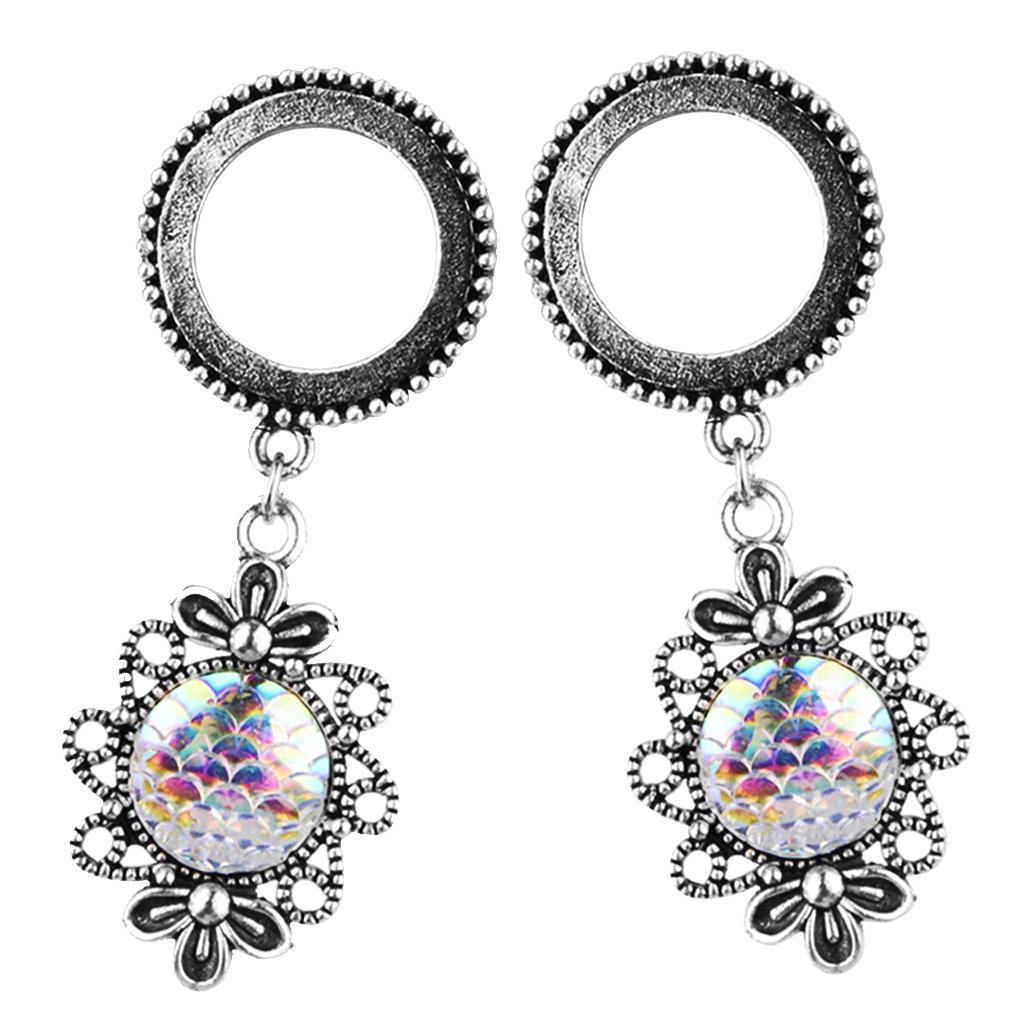 2pcs Stainless Flesh Tunnel Ear Expanders Scales Pendant Ear Accessories