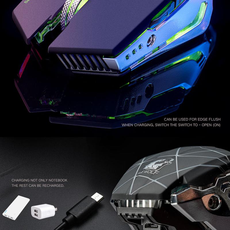 X11 Chuột Chơi Game Không Dây Pin Sạc 2.4G Không Dây Silicon LED Quang USB Ergonomic Chuột Chơi Game Lướt Chuột Cho Laptop/máy Tính