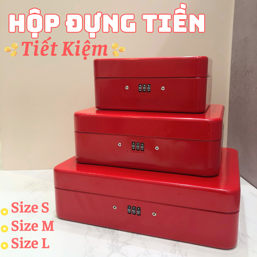 Hộp đựng tiền tiết kiệm, hộp đựng tiện màu đỏ may mắn cao cấp sang trọng