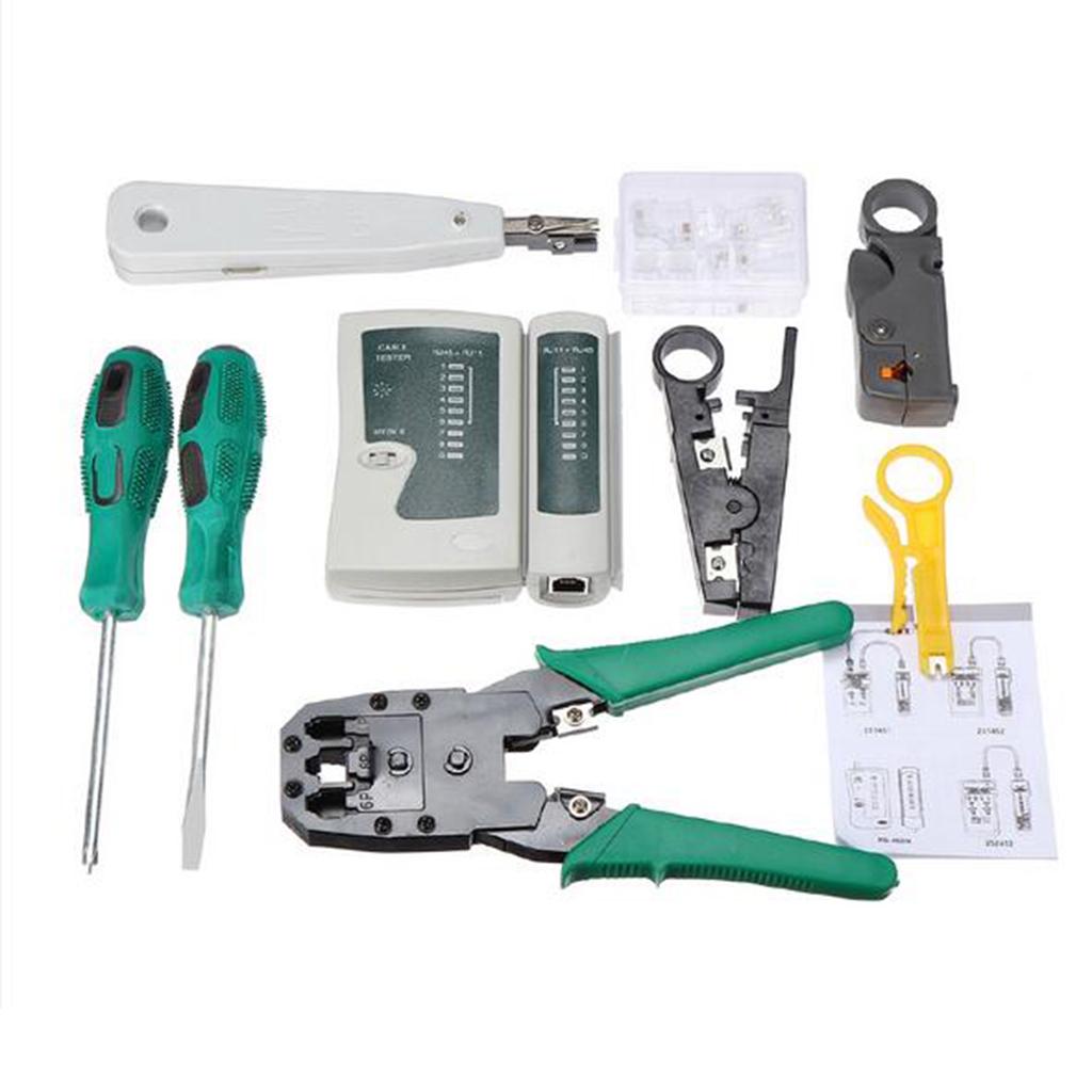 Home Network Cable Maintenance Tool Kit Set Ethernet Cable Tester Crimper Repair NEW