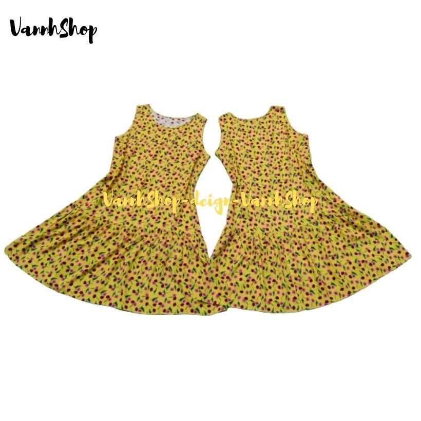 Đầm ngủ Váy ngủ dáng suông chất tole mềm mát họa tiết hình hoa dễ thương VannhShop Ms 01