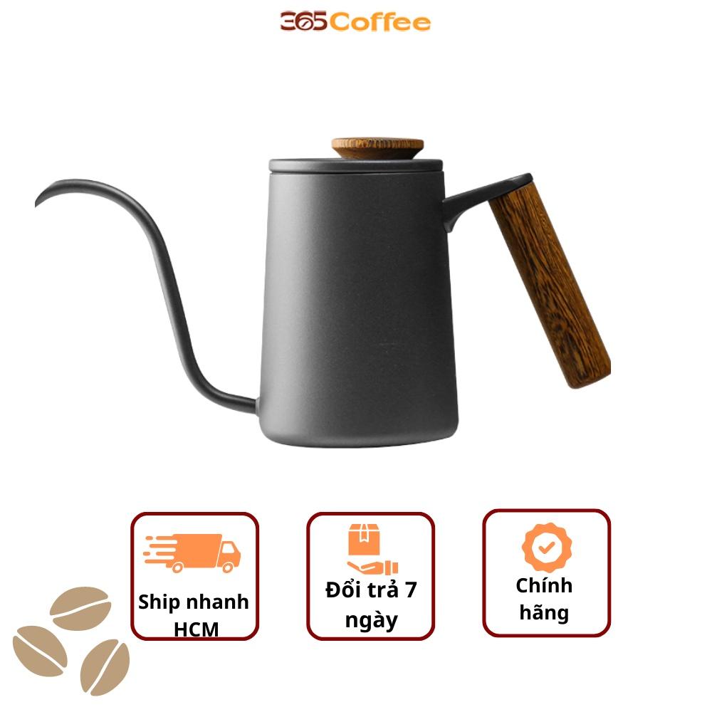 Ấm rót cà phê vòi ngỗng, ấm pha pour over, drip cán gỗ