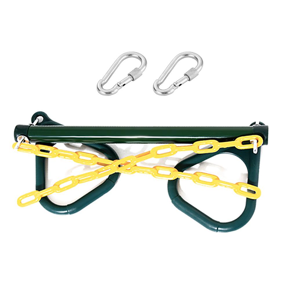 Thanh xà ngang có vòng có thể làm xích đu hoặc trò chơi đu người cho trẻ em được phủ nhựa và carabiners