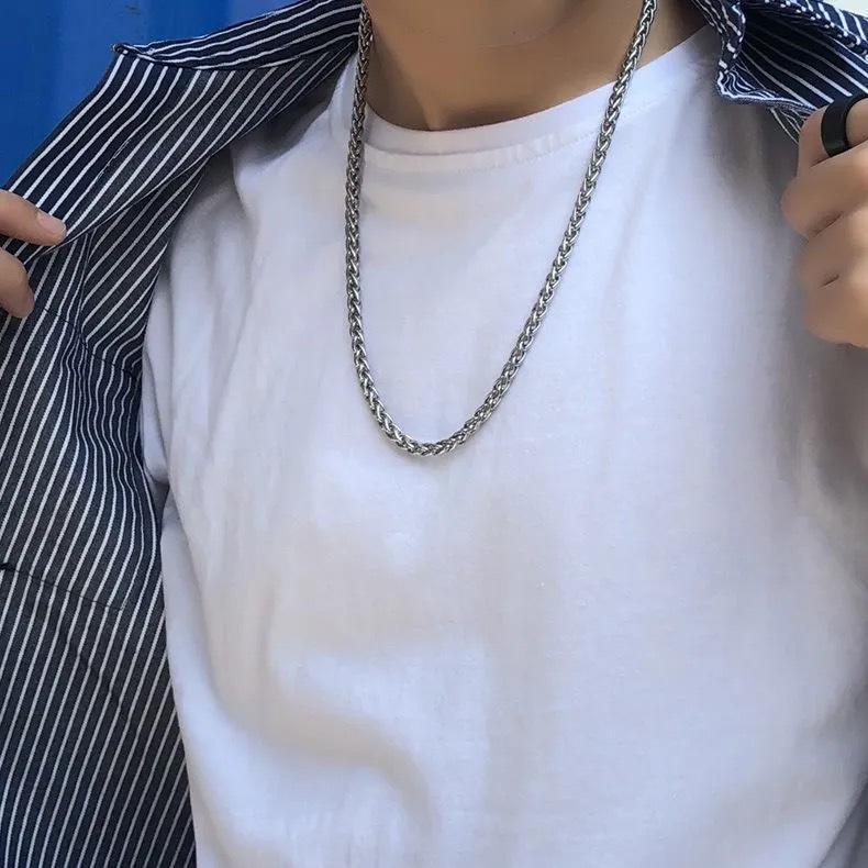 Dây chuyền titan nam cao cấp thời trang thép không gỉ bông dừa trangsucpt cỡ 7mm trắng PTDCNA170