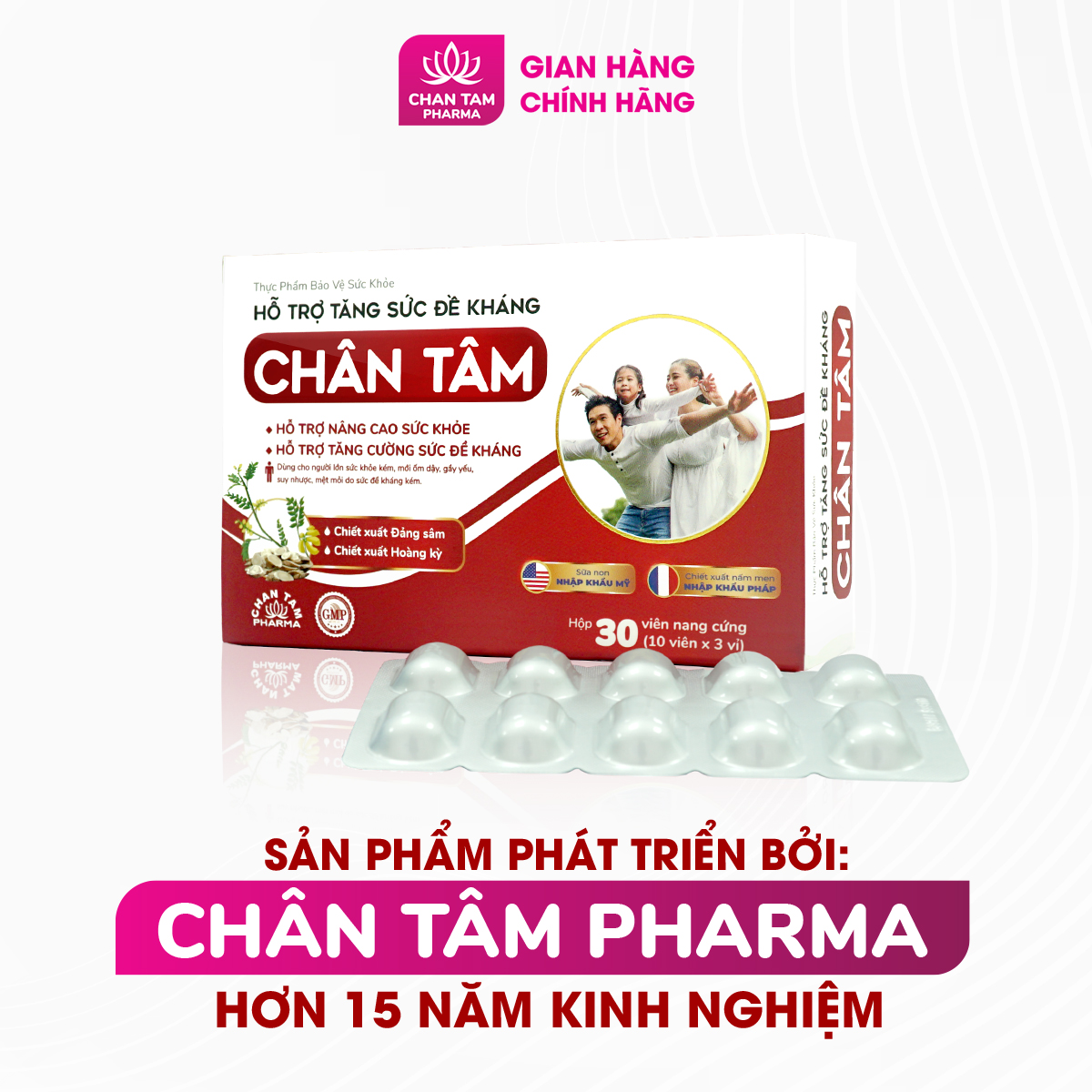 Viên uống tăng sức đề kháng Chân Tâm hỗ trợ giảm mệt mỏi, suy nhược