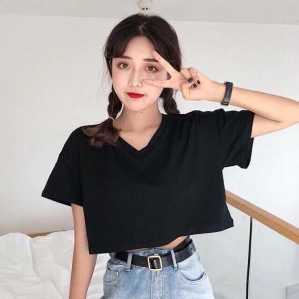 Áo croptop cổ V 4 màu (Có ảnh thật
