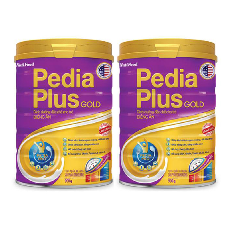 Combo 2 hộp Sữa bột Nutifood Pedia plus Gold 900Gr – DD đặc chế cho trẻ biếng ăn từ 12 tháng tuổi