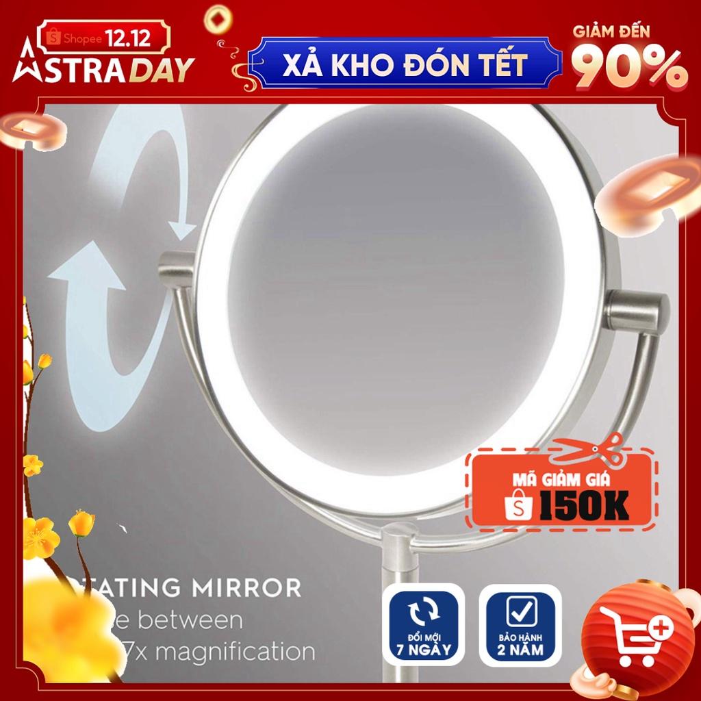 Gương trang điểm HoMedics MIR-8150-EU 2 mặt kèm đèn Led điều chỉnh độ sáng