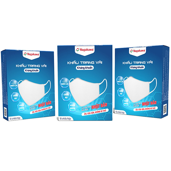 Bộ 10 Khẩu Trang Vải Kháng Khuẩn 2 Lớp NAGAKAWA