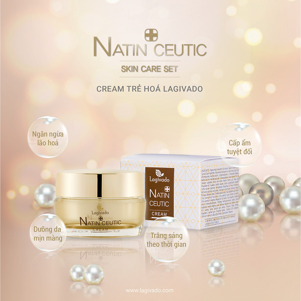 Kem dưỡng ẩm trắng sáng da mặt HÀN QUỐC LAGIVADO, giảm nám tàn nhang, đồi mồi NATIN CEUTIC CREAM 50 gram