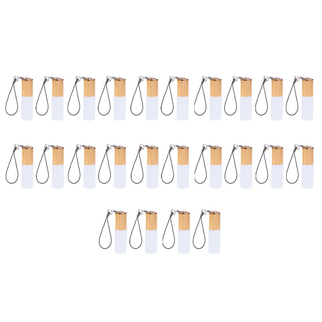 24 Pieces Refillable Glass Roller Essential Oil Bottles Pendant 5ml Gold
