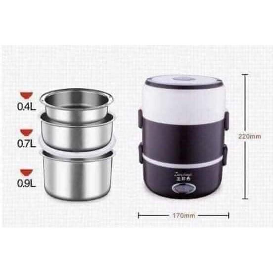 Cặp Lồng Cắm Điện 3 Tầng ruột inox Cao Cấp Giữ Nóng Thức Ăn Liên Tục
