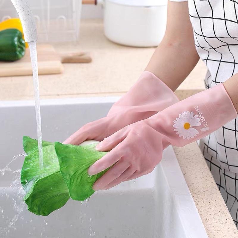 Găng tay Cao su rửa bát bông cúc