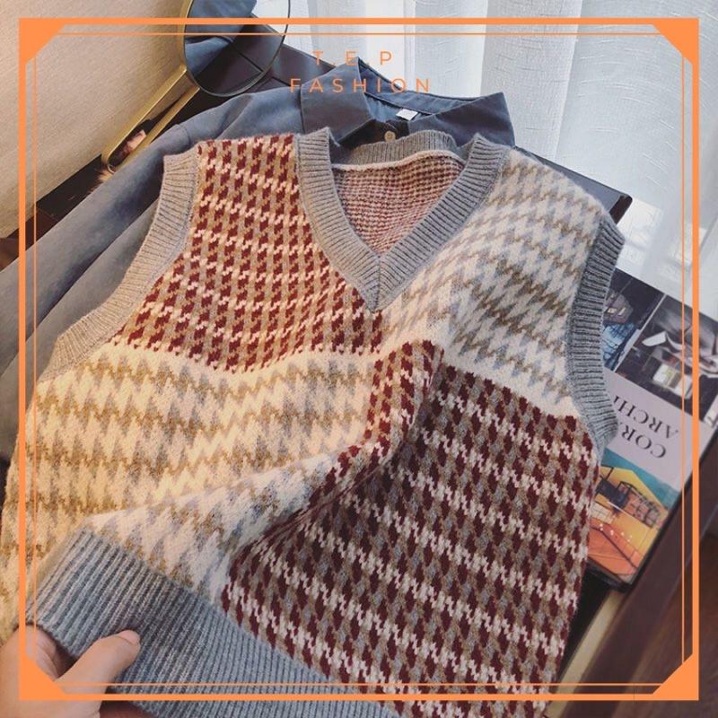 Áo Gile Len Nữ Chất Dày Dặn Phong Cách Hàn Quốc Hoạ Tiết Ziczac Siêu Xinh Tep Fashion GILE-ZICZAC02