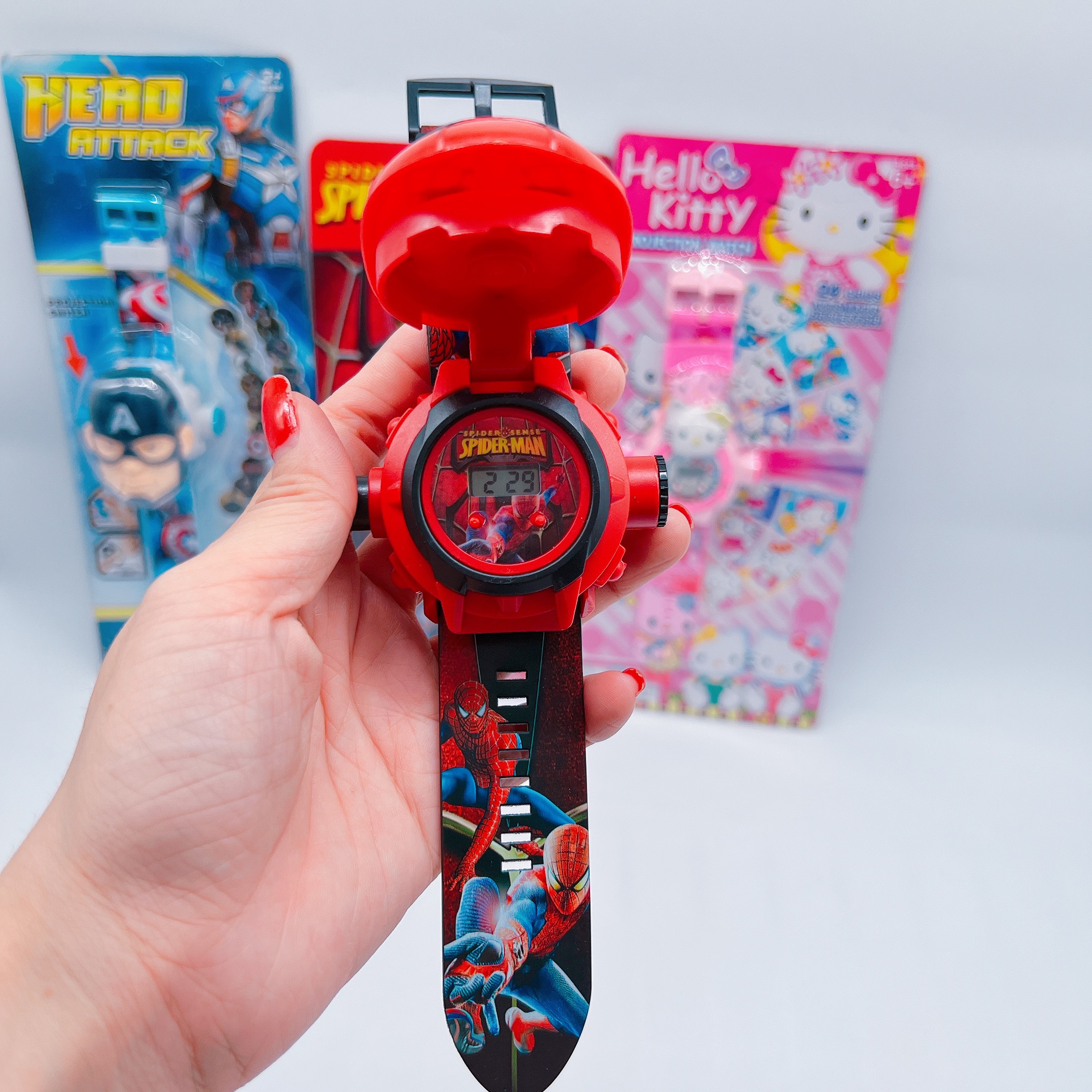 Đồng hồ đeo tay người nhện, đội trưởng mỹ, hello kitty cho bé trai, gái siêu cute - Quà tặng hấp dẫn cho bé