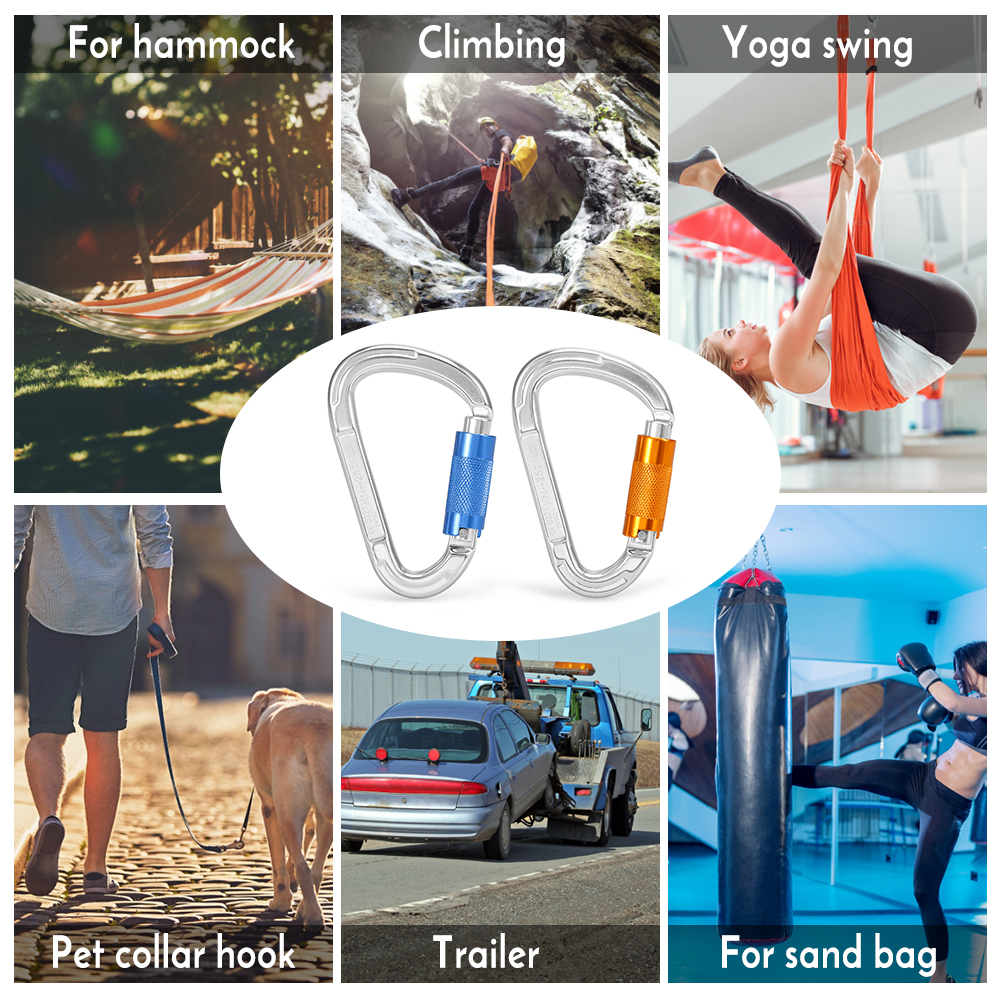 Cổng khóa xoắn Carabiner , vòng khóa chữ D tự động đa năng cho hoạt động ngoài trời