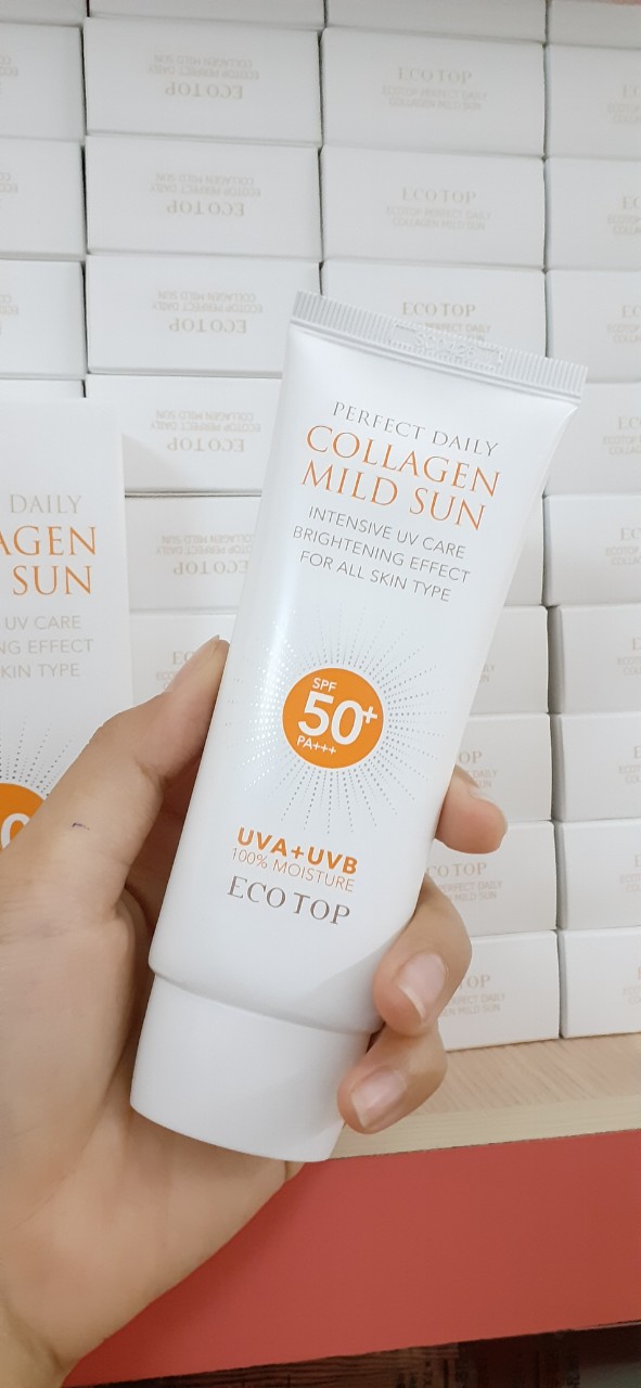 Combo serum dưỡng ẩm ốc sên Ecotop 50ml+ Kem chống nắng collagen hằng ngày SPF50+ Ecotop 70ml (Tặng 1 hộp mặt nạ Jant Blanc 10 miếng)