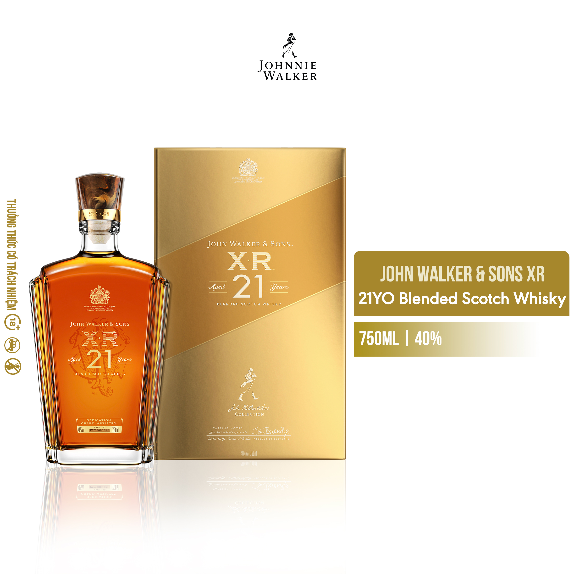 Rượu John Walker & Sons XR Aged 21YO Blended Scotch Whisky 40% 750ml [Kèm Hộp]