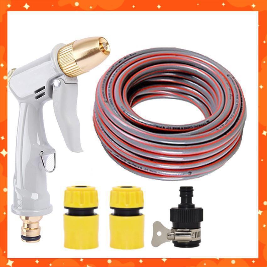 Bộ dây vòi xịt nước rửa xe, tưới cây tăng áp 3 lần, loại 3-5m (cút nhựa nối 713-1) 206846