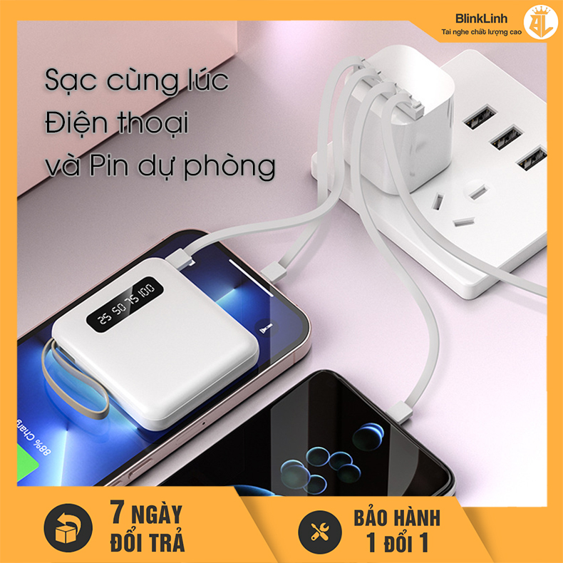 Pin Sạc Dự Phòng Vuông dễ thương Mini Power Bank 20000mAh phiên bản mới dung tích lớn chất lượng, cục pin dự phòng tích hợp nhiều cổng tiện lợi, Micro USB, Type C, USB Type-C, USB 3.0, Sạc nhanh, 10001-20000mAh