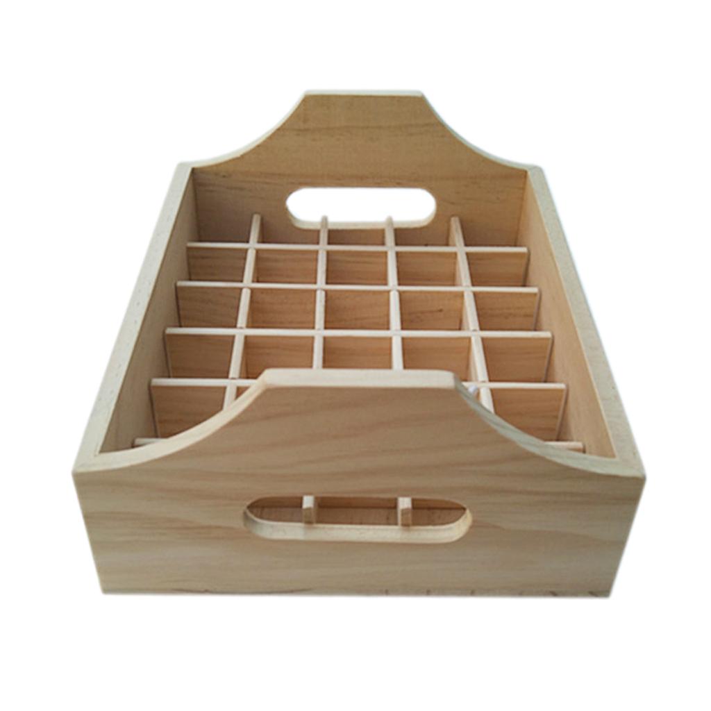 30 Slots Essential Oil Holder Display Wooden Storage Case Tray Box Organizer