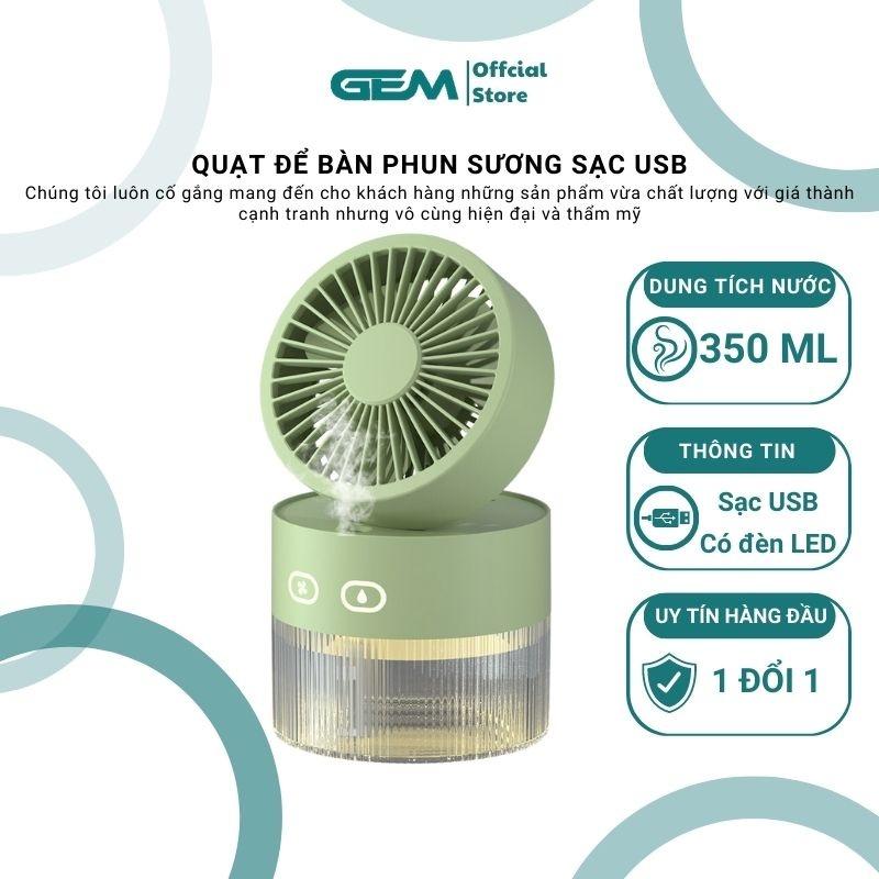 Máy phun sương Quạt mini hơi nước tích điện để bàn phun sương 3 tốc độ gió, cổng sạc USB, xoay 120 độ, có đèn led,dung t