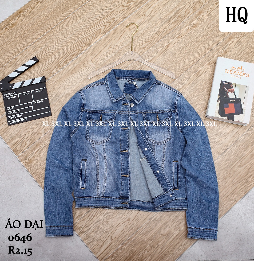 Áo khoác jeans nữ xuất xịn bigsize HQJeans form lớn thoải mái