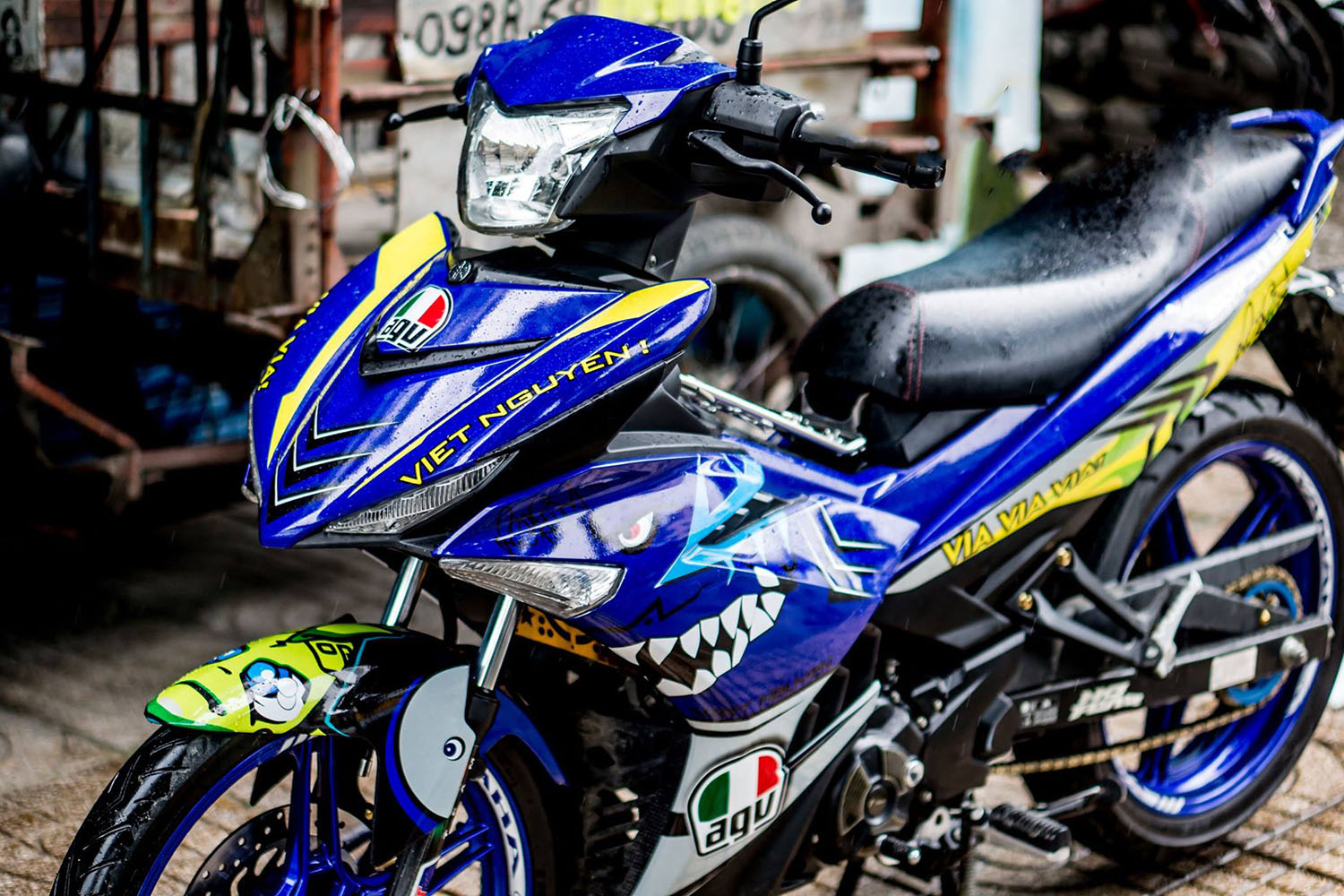 Tem trùm Exciter 150 Blue AGV Shark