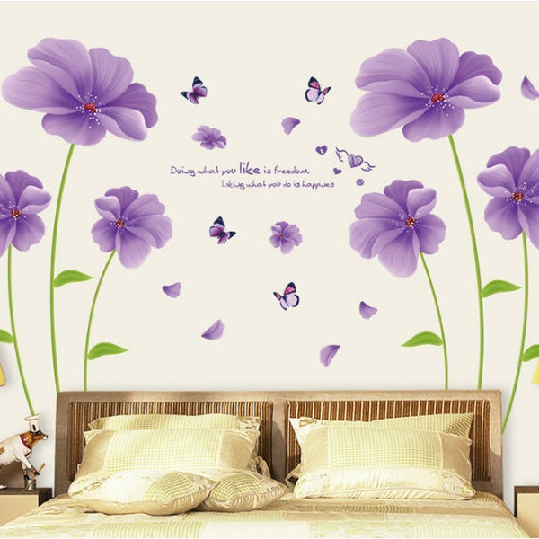 Decal Hoa tím to AmyShop DH043 - 2 bộ (80 x 200 cm)