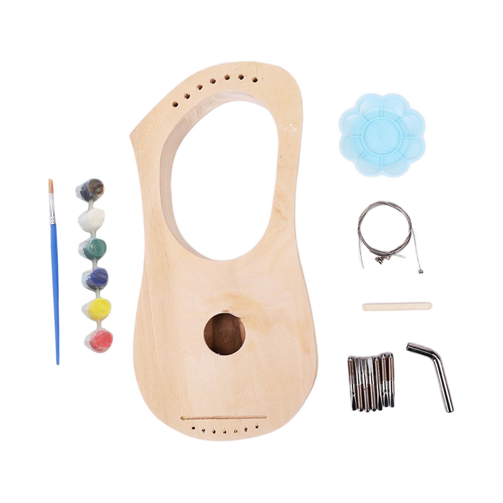 Harp Making Material Set, 7 String DIY Set, Soft Sound Interactive Beginners String Lyre, Harp Lyres, Wood String Instrument for Stage