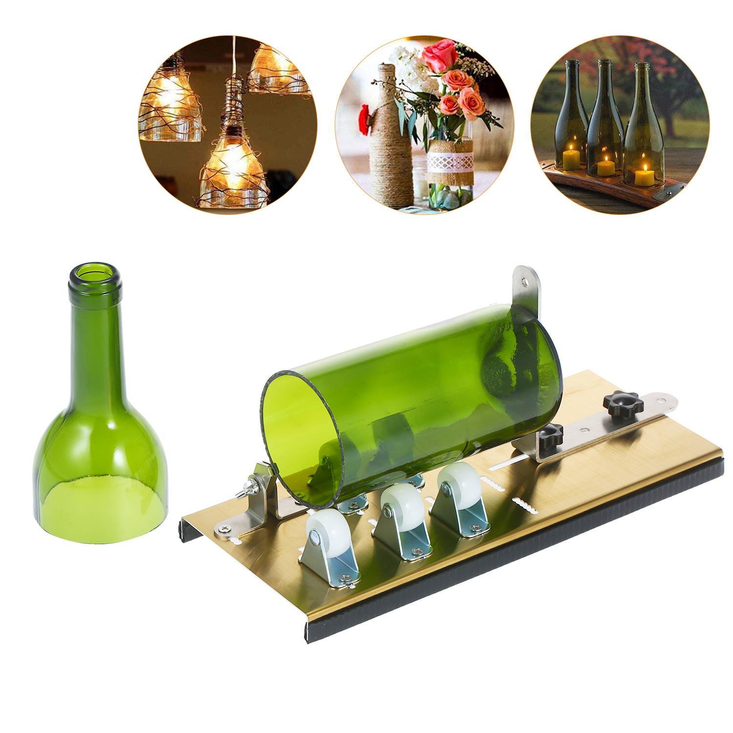 Glass Bottle Cutter Kit Bottle Cutter DIY Machine for Cutting Round Oval Bottles and Mason Jars with Gloves Sanding