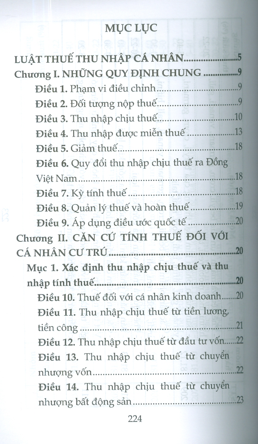 Luật Về Thuế: Luật Thuế Thu Nhập Cá Nhân; Luật Thuế Thu Nhập Doanh Nghiệp; Luật Thuế Giá Trị Gia Tăng; Luật Thuế Tiêu Thụ Đặc Biệt; Luật Thuế Xuất Khẩu, Thuế Nhập Khẩu
