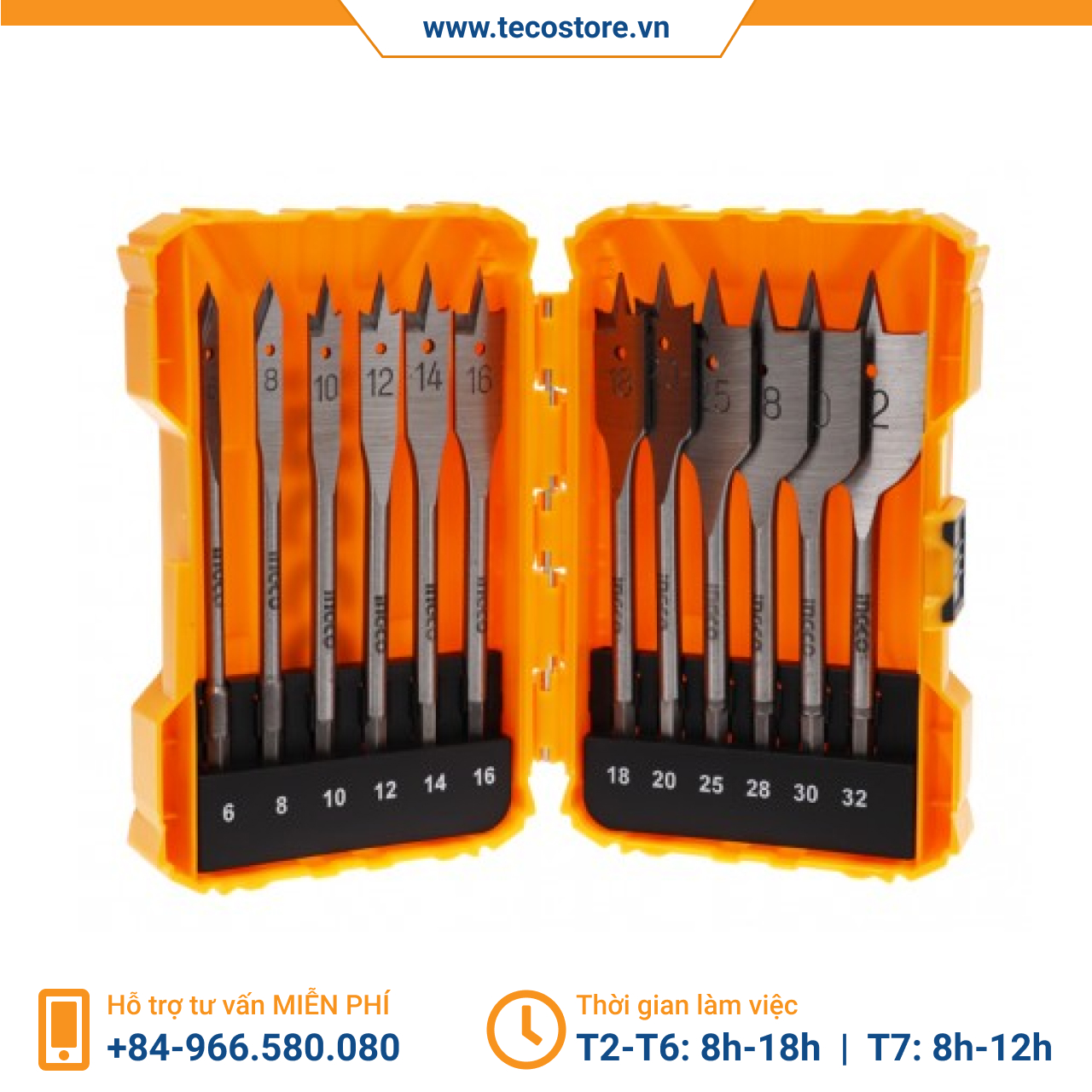 Bộ 12 mũi khoan gỗ đầu dẹp ingco AKDL1201