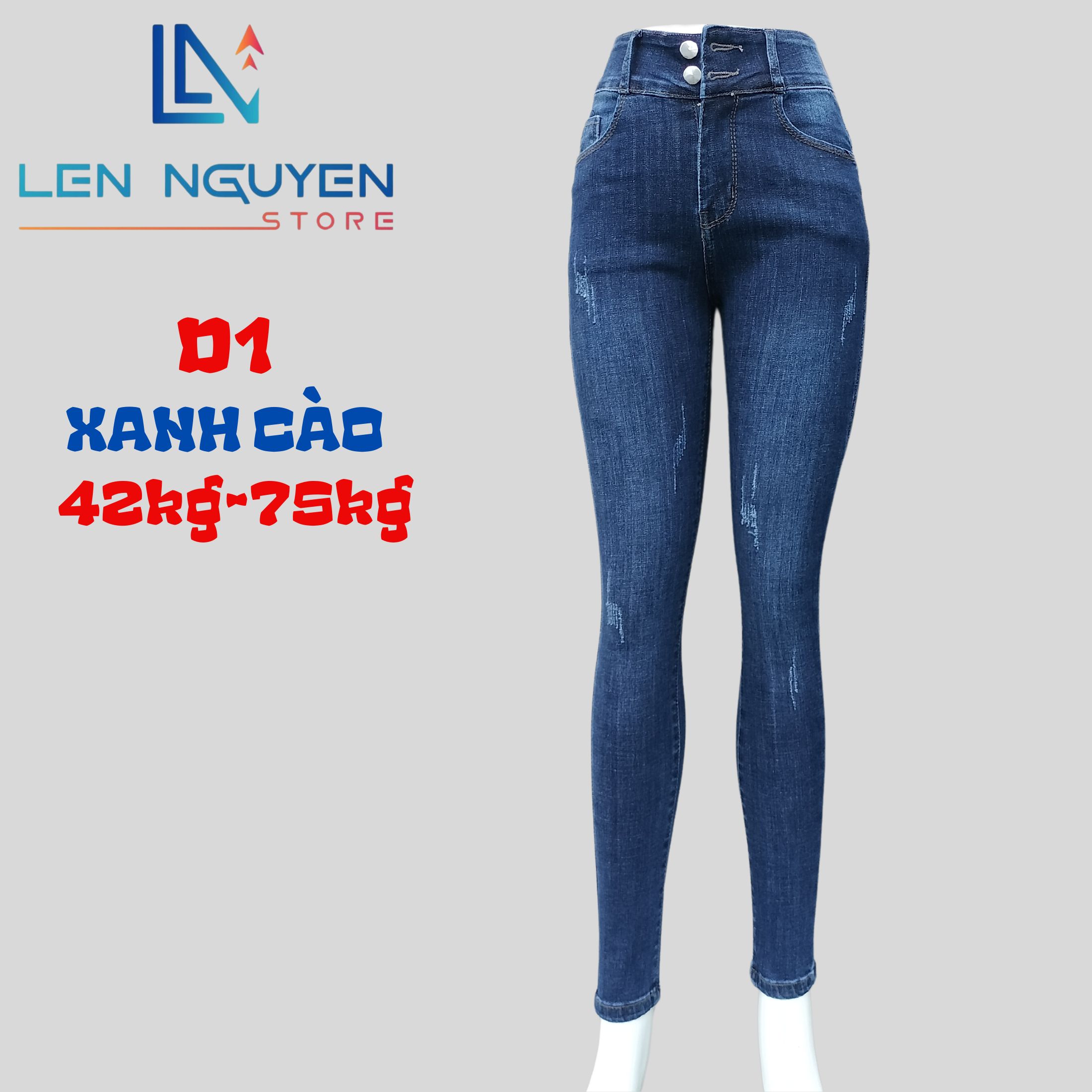 D1_Quần jean nữ, dài, lưng cao, quần bò nữ dáng ôm, quần rin nữ có big size, cho 42kg đến 75kg