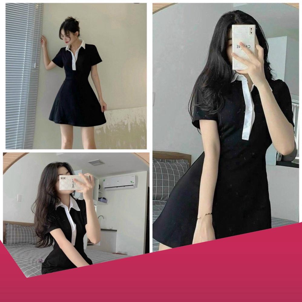Đầm Nữ, Váy Nữ Polo Cổ Phối Trắng Dáng Ôm Siêu Xinh