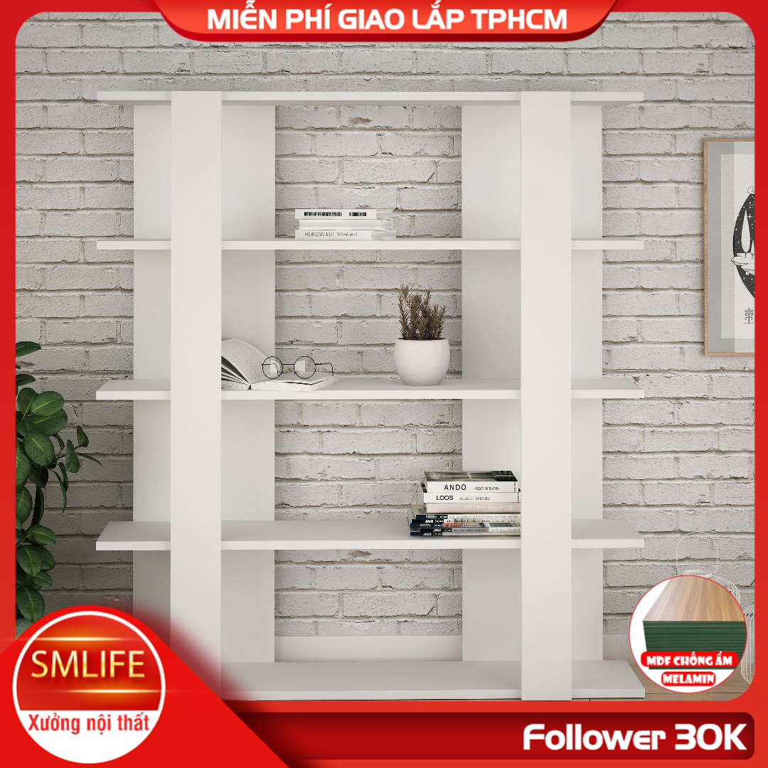 Kệ sách gỗ hiện đại SMLIFE Beecroft  | Gỗ MDF dày 17mm chống ẩm | D110xR28xC120cm - Màu