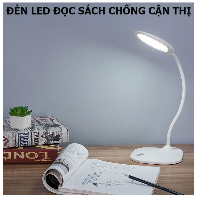 Đèn Bàn Học Led Chống Cận, 3 Kiểu Ánh Sáng, Pin Dự Phòng 2800mAh, Công Tắc Cảm Ứng- Hàng Nhập Khẩu