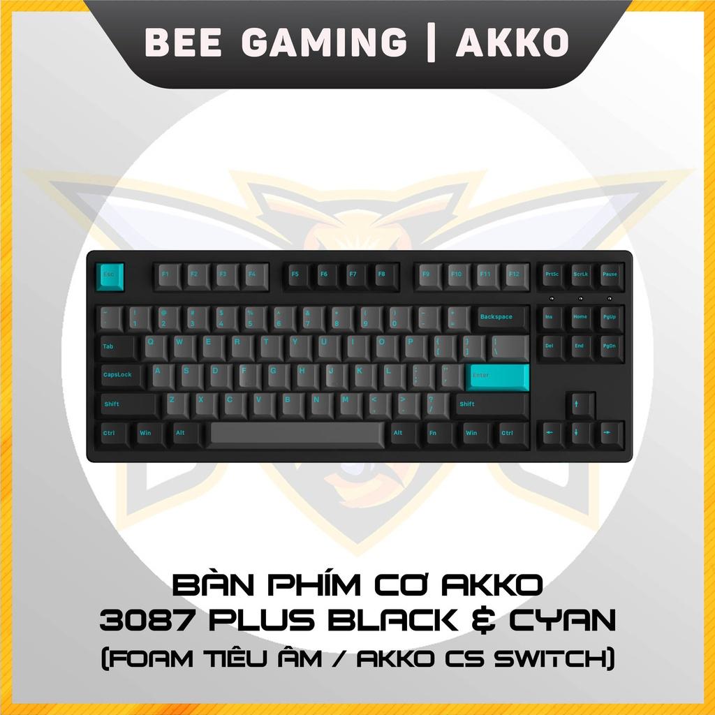 Bàn phím cơ chính hãng AKKO 3087 / 3108 Plus Black &amp; Cyan (Foam tiêu âm / AKKO CS switch