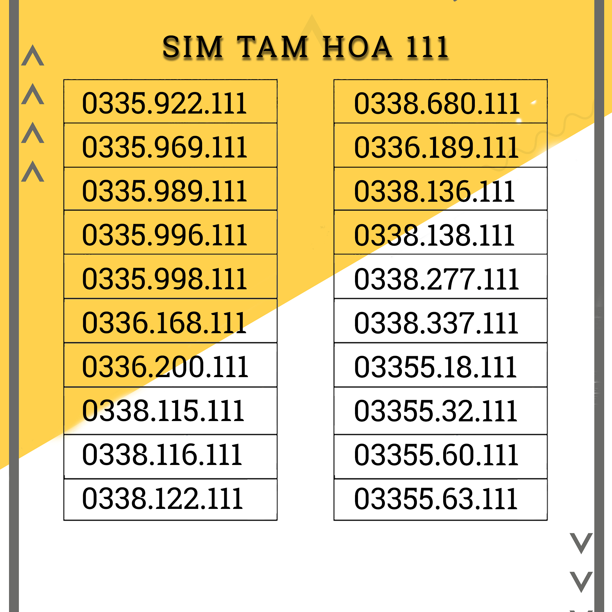 Sim Số Đẹp VIETTEL Tam Hoa 111 - HỖ TRỢ ĐĂNG KÝ CHÍNH CHỦ - HÀNG CHÍNH HÃNG