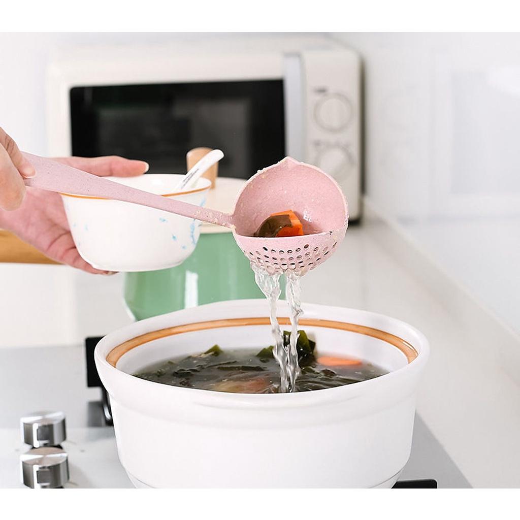 Muỗng múc canh kèm vớt đồ thông minh tiện dụng nhựa lúa mạch