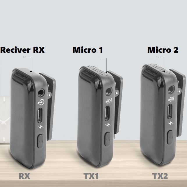 Micro cài áo thu âm không dây loại 2 micro, 1 đâu thu