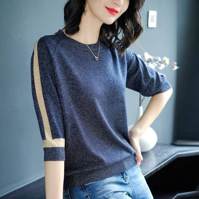 Áo Kiểu Len Nữ Phối Ánh Kim siêu xinh - fashion Anas ya - K010312 - Kèm Ảnh Thật