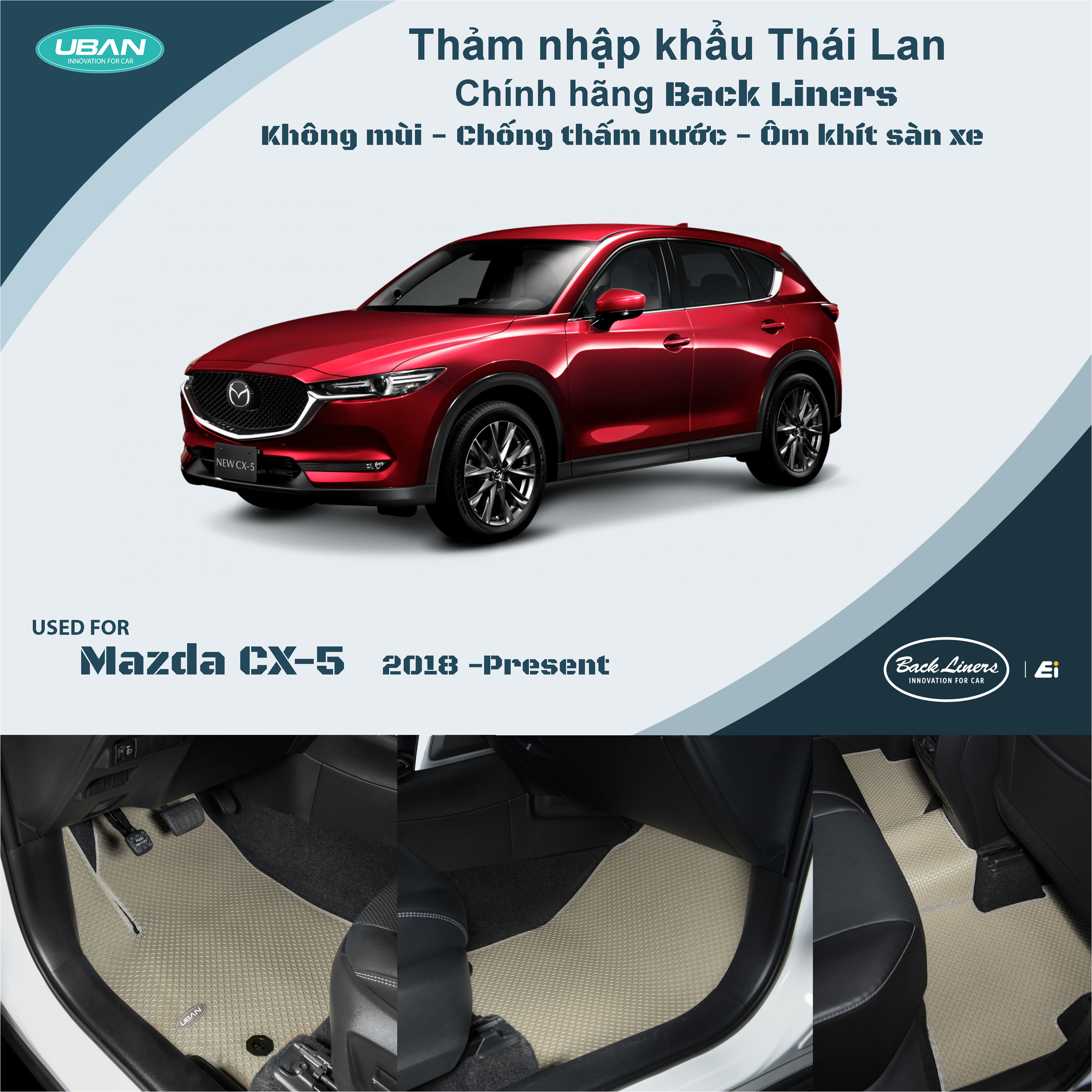 Thảm lót sàn ô tô UBAN cho xe Mazda CX-5 (2018 - 2023) - Nhập khẩu Thái Lan