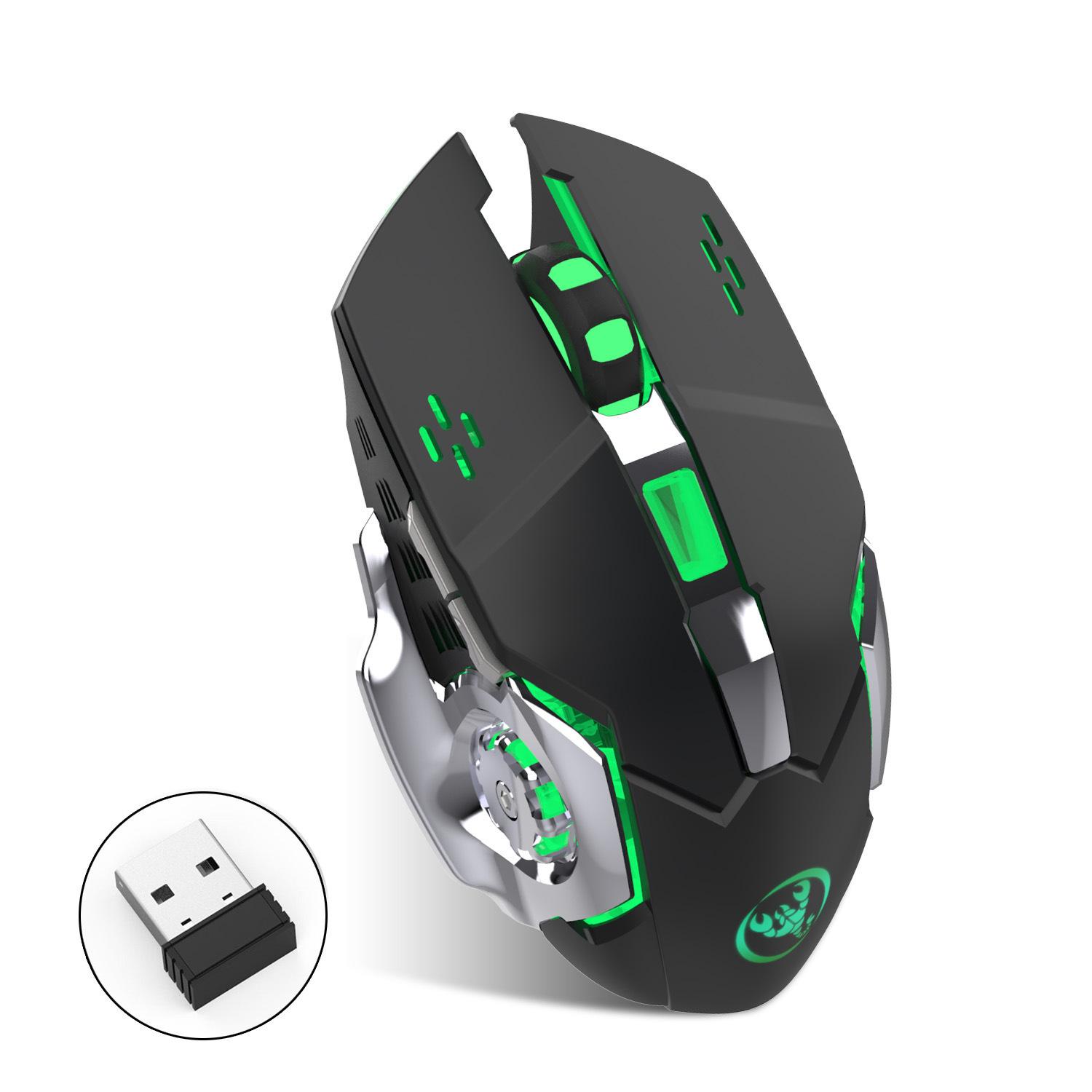 Mới 2.4GHz Silent Chuột Không Dây Chơi Game 2400DPI Sạc 7 Màu Đèn Nền Chuột USB Quang Chuột Chơi Game Cho máy Tính Laptop