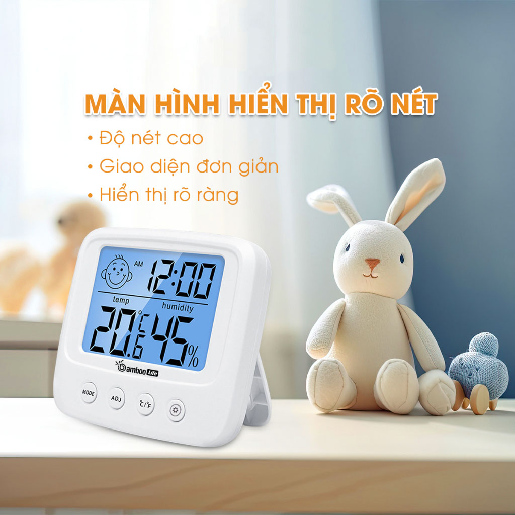 Nhiệt Kế Phòng Điện Tử Ẩm Kế 4 Trong 1 Đo Nhiệt Độ Và Độ Ẩm Báo Thời Gian Cảnh Báo Cảm Xúc Có Đèn Led Phòng Ngủ Cho Bé Đa Năng, Tiện Dụng